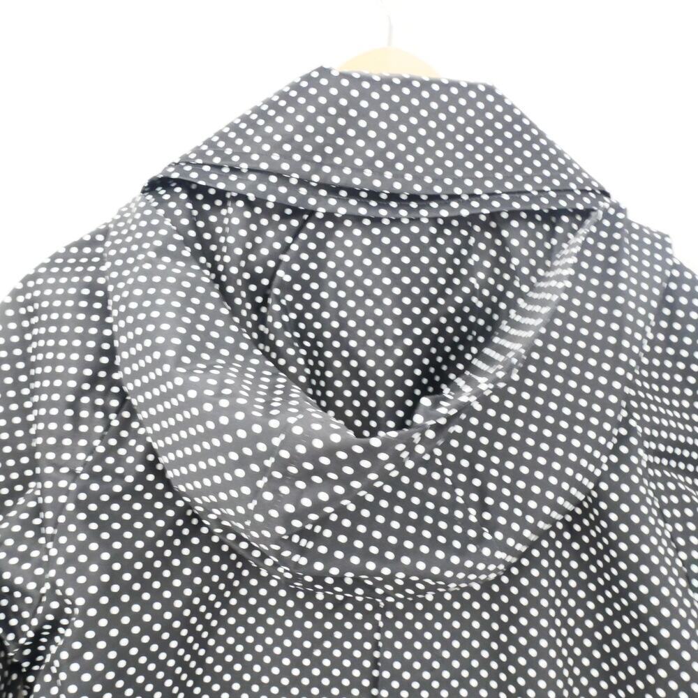 NEW London Fog Women's Small Belted Trench Coat Rain Jacket Black White Dot - Picture 14 of 15
